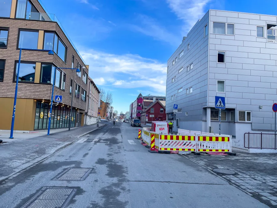 Viser gr&oslash;ftomr&aring;de i vei