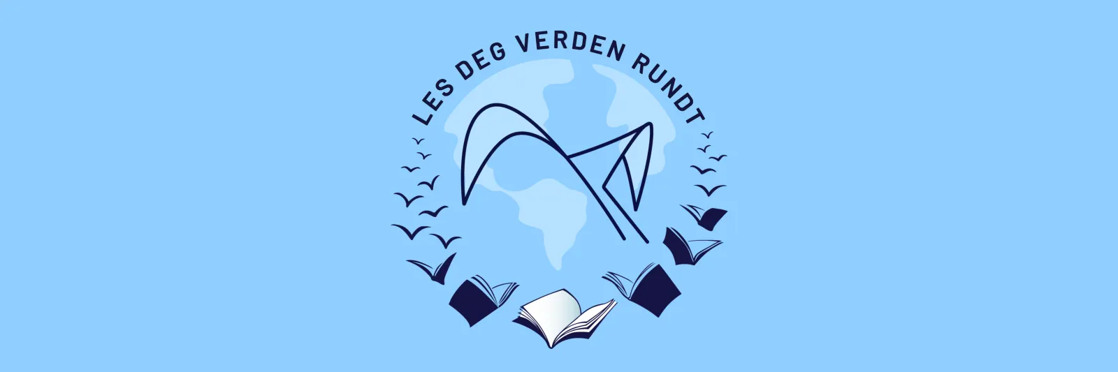 Illustrasjon med teksten: Les deg verden rundt