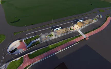 Gi&aelig;verbukta bussterminal illustrasjon