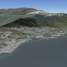 Kartillustrasjon som viser en oversikt av Tromsdalen.