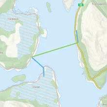 Kart som viser trase for sj&oslash;ledning